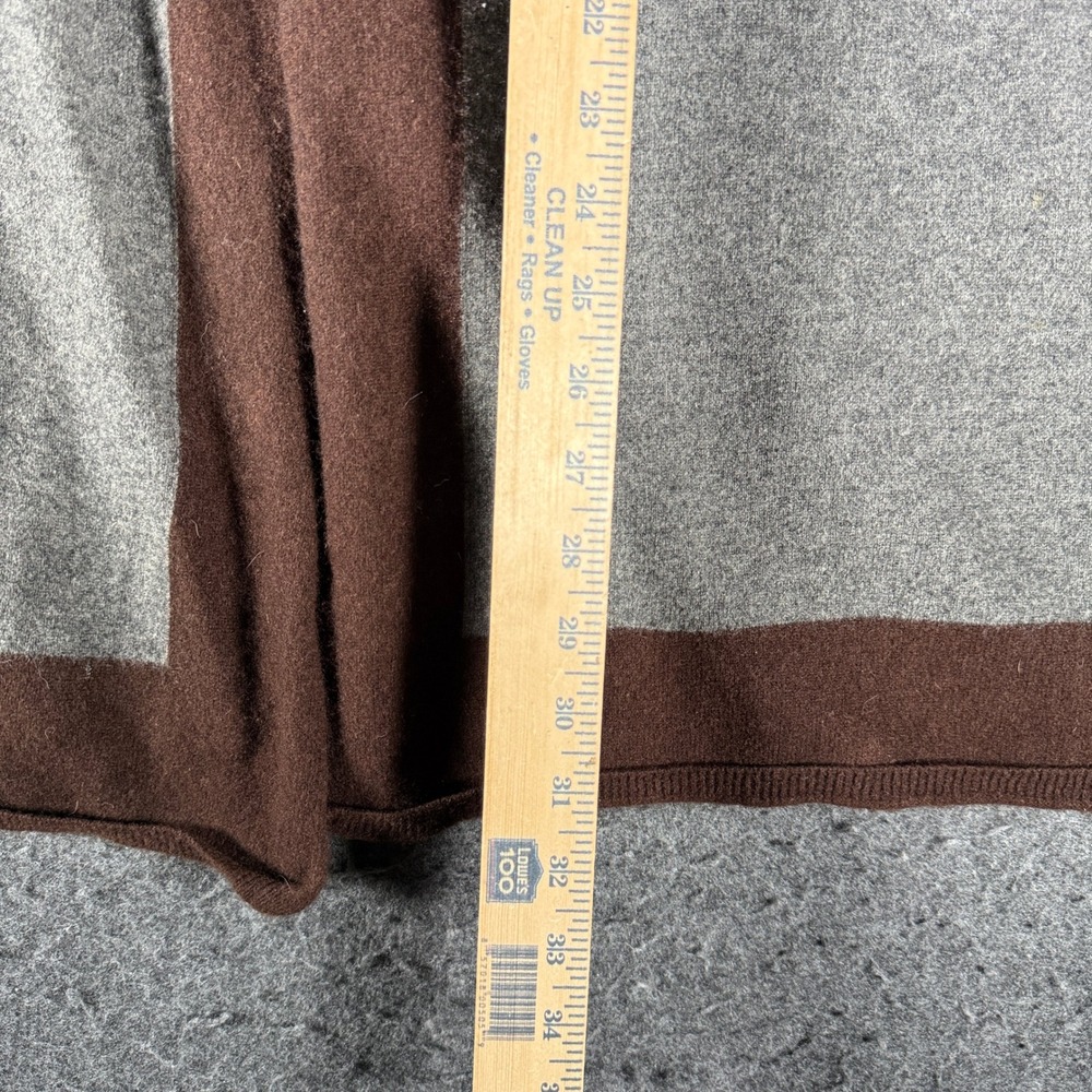 Lauren Ralph Lauren Wool Cashmere Colorblock Scarf Neck Cardigan Gray Brown M - Picture 7 of 8